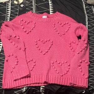 Pink Lily Fuchsia Heart Knit Sweater